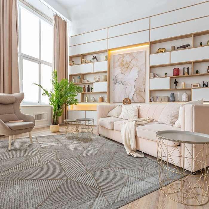 Living Room Rug Geometric Patterns Beige 160x230