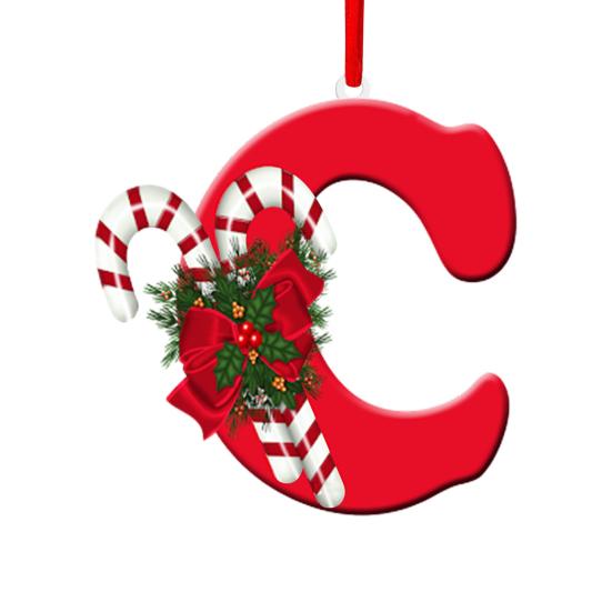 Christmas Acrylic Letter Hanging Decoration Car Rearview Mirror Xmas Tree A to Z Alphabet