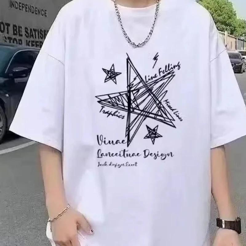 2025 Yaz Snrl Sayda kadn Tshirt izgi Yldz baskl tirt Uygun Kadn Y2K Tee Kadn 90 s Casual Tops