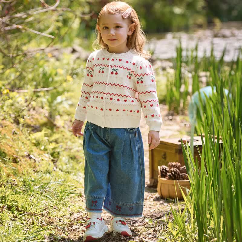 Dave & Bella Girls' Pure Cotton Cardigan Sweater