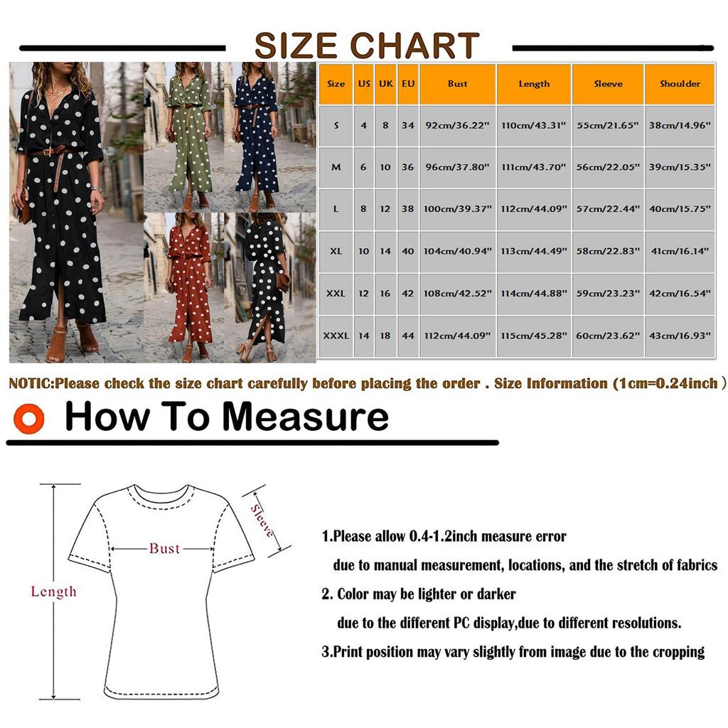 Women's Fashion Casual Polka Dot Print Lapel Long Sleeves Single-breasted Stitching Loose Waist Hem Split Chiffon Dress