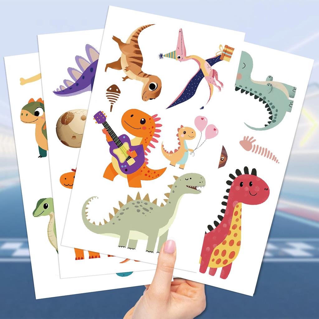 10 Blatt Dinosaurier Tattoo Aufkleber Glitzer Material Cartoon Party Langanhaltend Wasserdicht Temporäre Tattoo Aufkleber