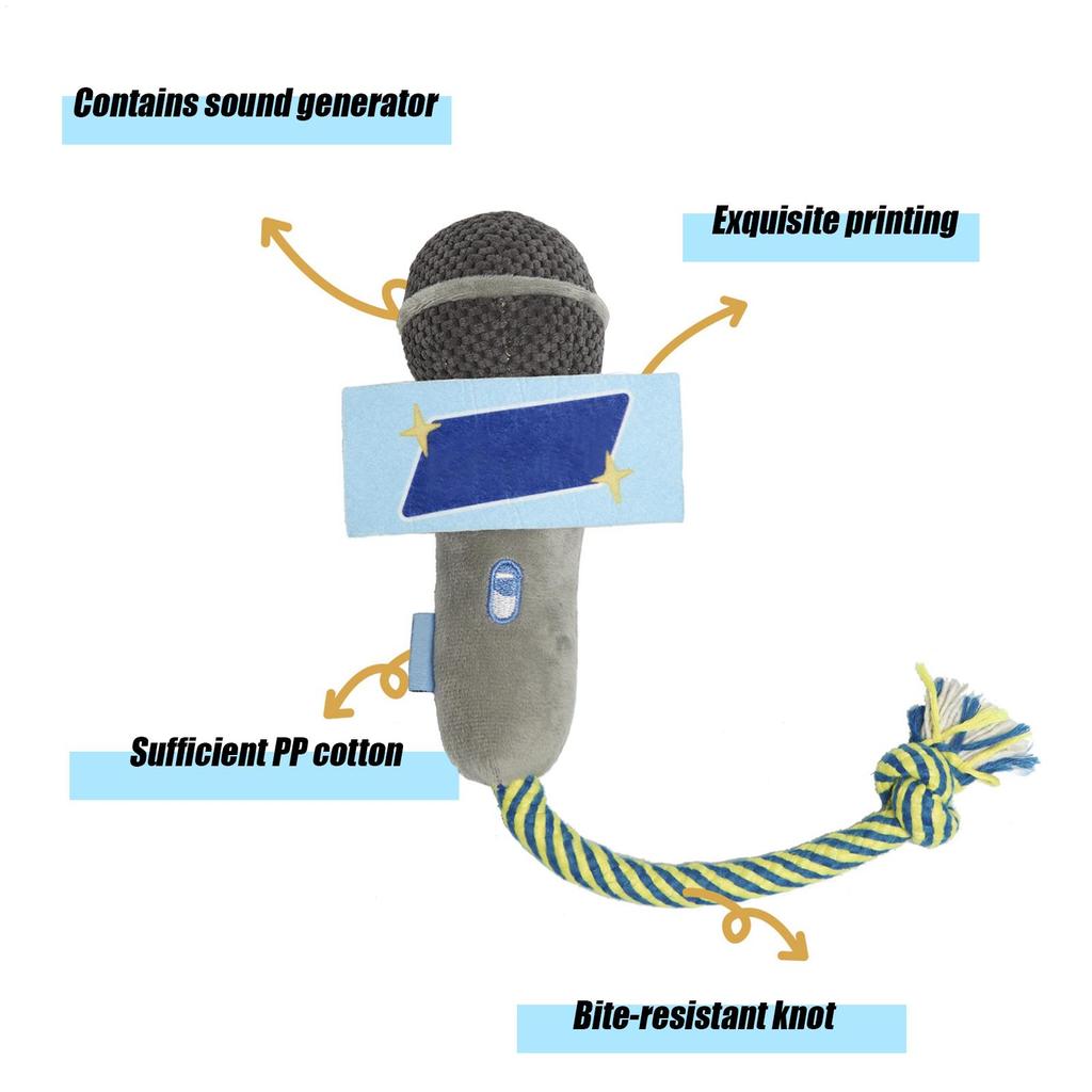 Chew Toys for Cats Microphone Cat Catnip Toys Interactive Plush Rope with Sound Bells Dog Teether for Tugging Chewing Tossing