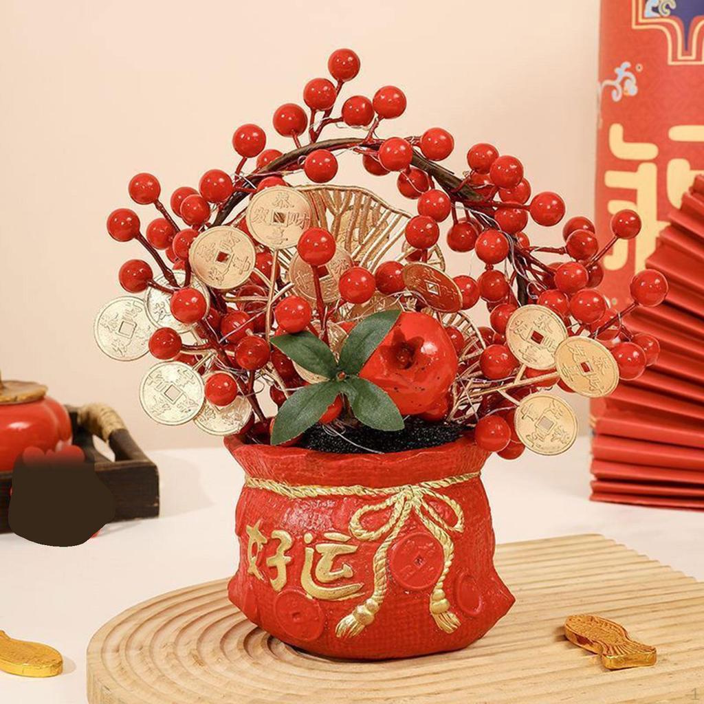 Chinese Year Feng Shui Blessing Bag Vase Decor Blessed Statue Decorative Handmade Planter