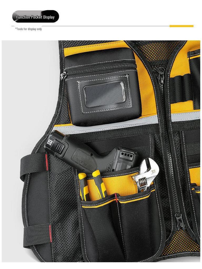 Electrician Multi-Pocket Reflective Tool Vest for Installation and Construction