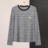 Women's Color-Block Striped Round Neck Long Sleeve T-Shirt