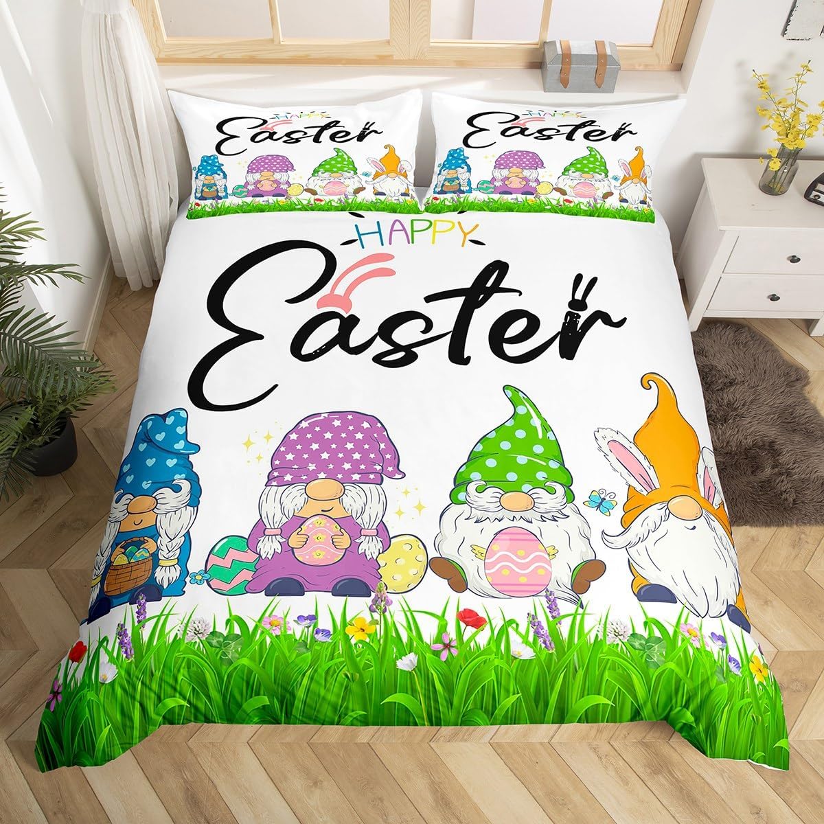 

Comforter Cute Gnome Ocean Theme Coastal Beach Gnomes Bedding Set For Boys Girls Seashell Starfish Sealife Comforter Comforter (quilt)-EU Single(135*200cm)3pcs