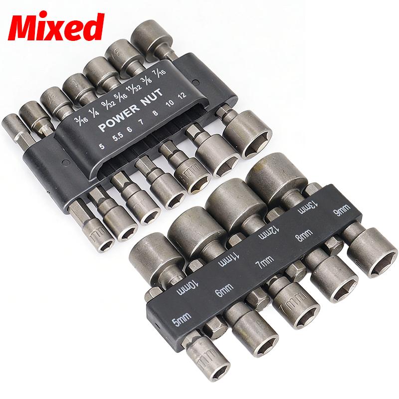 9/14pcs Hexagon Nut Driver Drill Bit Powerful Socket Screwdriver Wrench Electric Impact Bolt Drills Handle Adapter Hand Tools