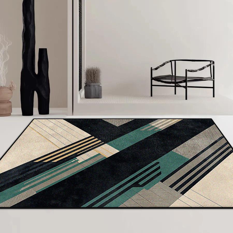 Modern Geometric Living Room Carpet Minimalism Decoration Lounge Coffee Tables Easy Clean Floor Mat Bedroom Non-slip Soft Rug