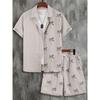 2026 Herren Kurzarmhemd Set Luxuriöser Retro Musterdruck Lässige Mode Täglich Sommerurlaub