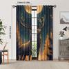 Deer Curtain - Vintage Blackout Curtains with Majestic Deer & Starry Night Forest Design    Polyester Machine Washabl