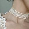 Schwarz Weiß Sexy Spitze Rose Blume Halskette für Frauen Harajuku Gotisch Kurz Choker Kragen Halskette Party Damen Hals Schmuck