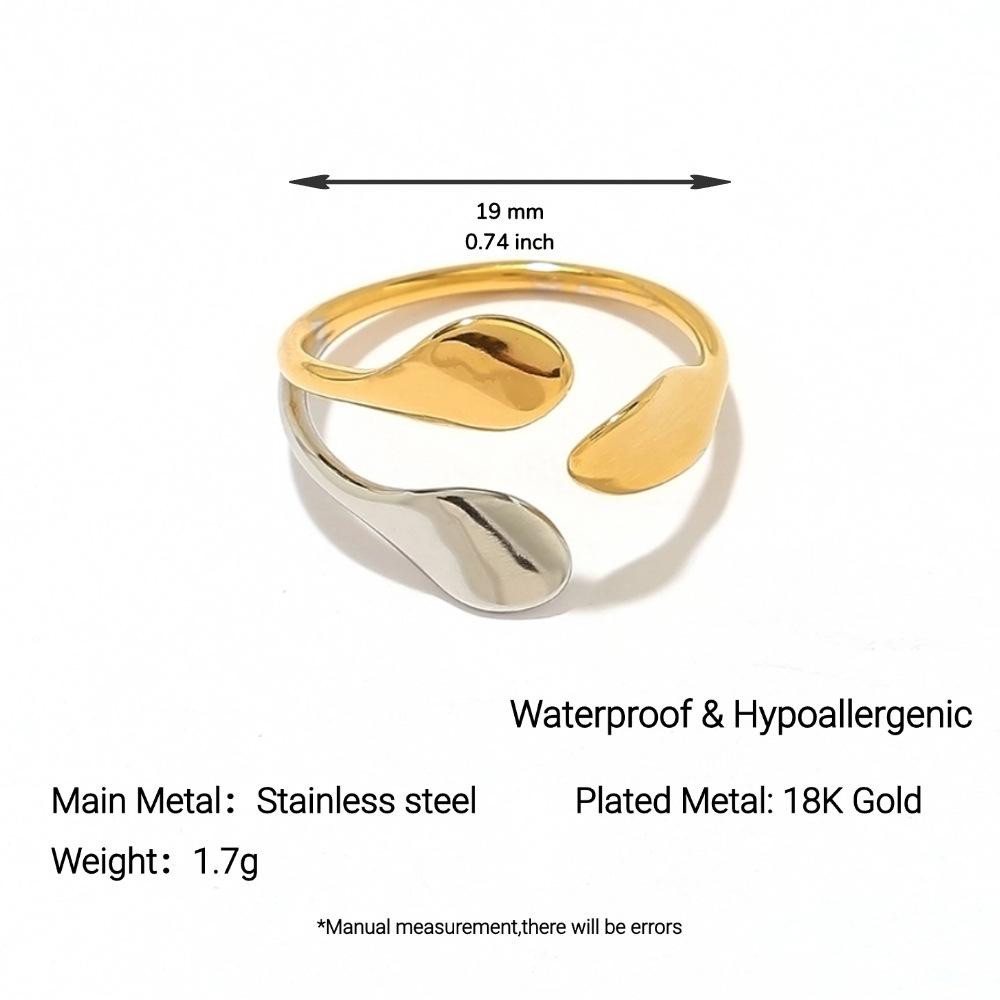 Yingtai Round Geometric Stainless Steel Titanium Ring, 18k Gold-Plated - Trendy Niche Women's Jewelry