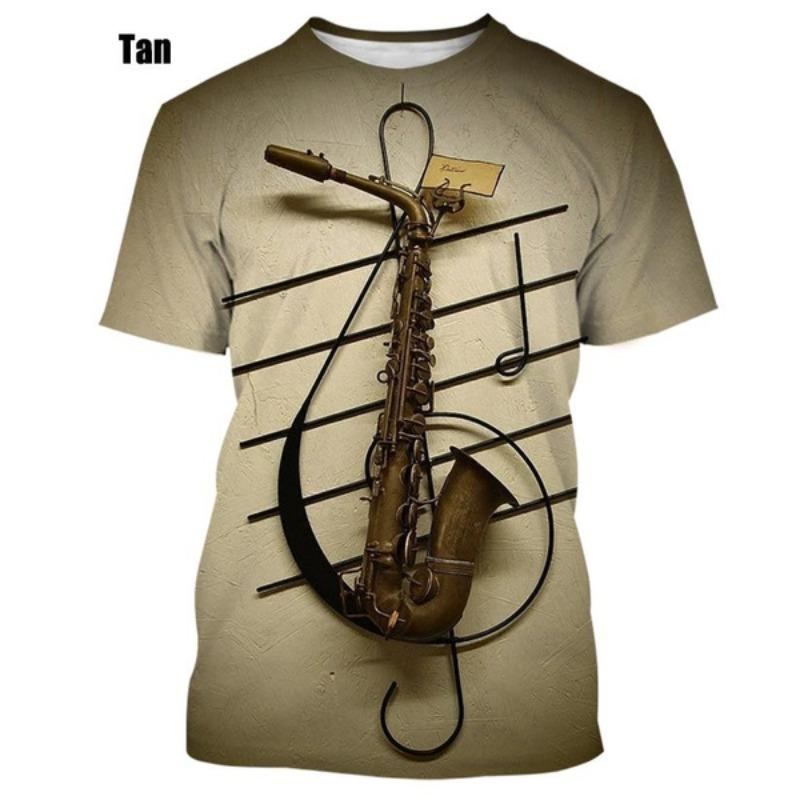 Neues Jazz Musikinstrument Saxophon T-Shirt Herren Freizeit Musik Kunst Kurzarm T-Shirt