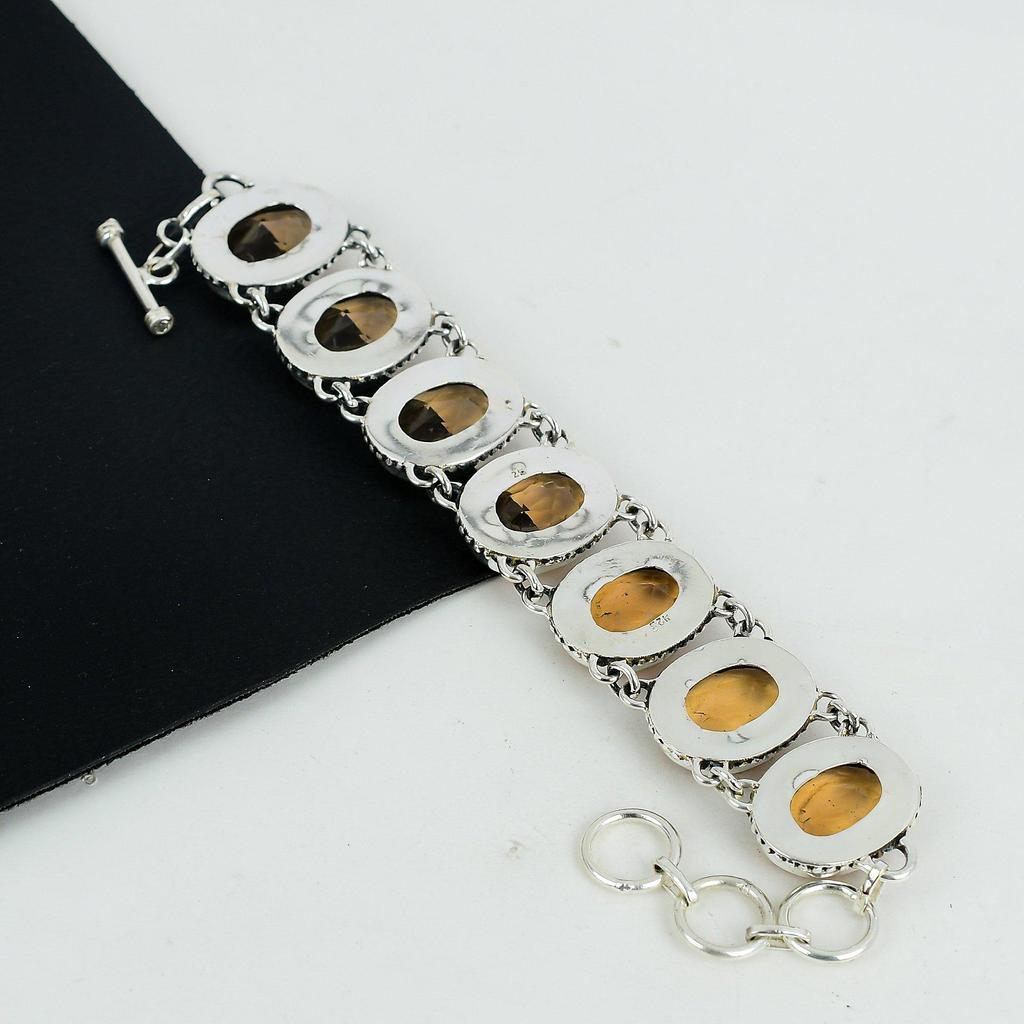 Beautiful Morganite Gemstone Handmade 925 Sterling Silver Bracelet, Morganite Bracelet For Wife , Unisex Bracelet, Anniversary Gift