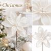 Velvet Artificial Christmas Flower with Glitter and Pearls, Korean Holiday Decoration