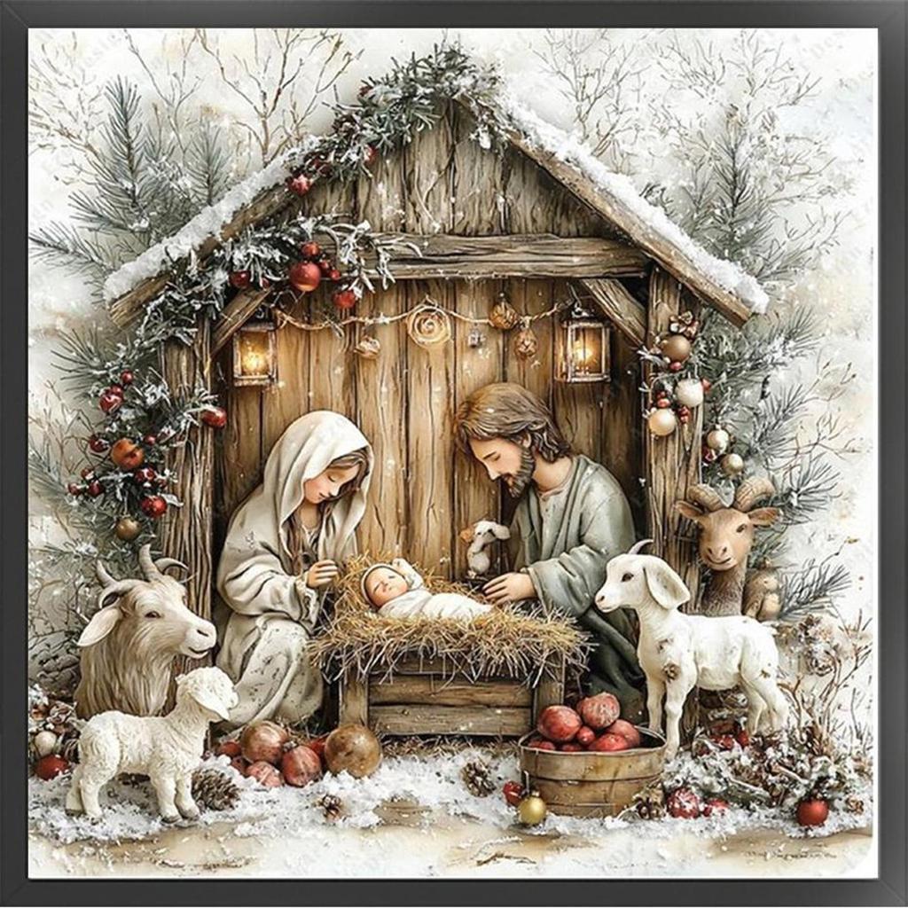 Nativity Printed Cross Stitch Kit DIY 11CT Embroidery Craft Set Home Decor