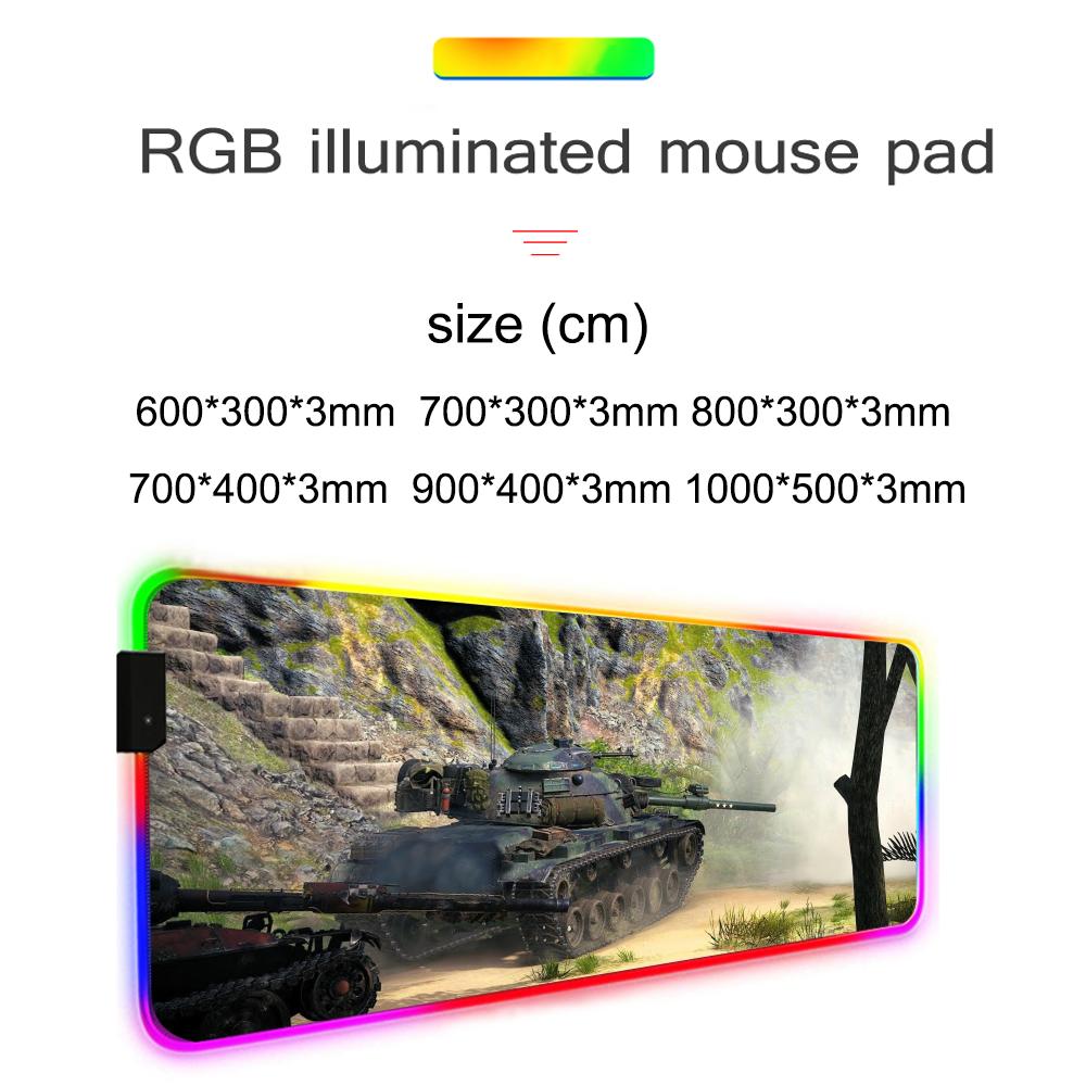 World of tanks Tappetino per Mouse RGB Tappetino per Mouse da Gioco Grande Tappetino LED Tappetino per Scrivania PC Tappetino per Mouse Luminoso Tappetini Grandi per Tastiera Tappeto da Tavolo Con