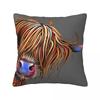 Hochlandrind-Print Schottische quadratische Kissenhülle Kissenbezug Polyester Kissen Reißverschluss Dekorative Komfort-Zierkissen für Zuhause Sofa