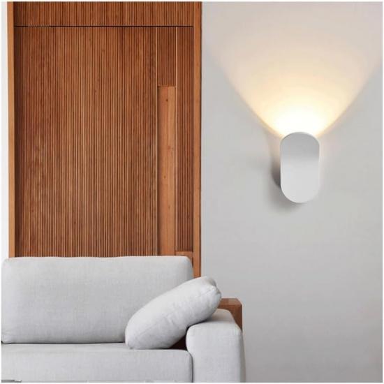 Hotelový Projekt Nástenné Lampy k Posteli - Moderná Minimalistická Nástenná Lampa, Kreatívne Osobnostné Nástenné Svietniky na Balkón, Chodbu, Schodisko (6W)(biely)