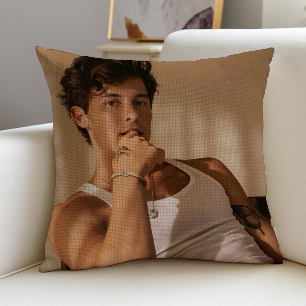 

Charming SShawn MendesS Cushion Cover Breathable and skinfriendly linen pillowcase square removable and washable cushion 30X30cm
