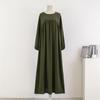 Women's Plus Size Long Sleeved Solid Color Pullover Gown Skirt Over The Knee Dress
