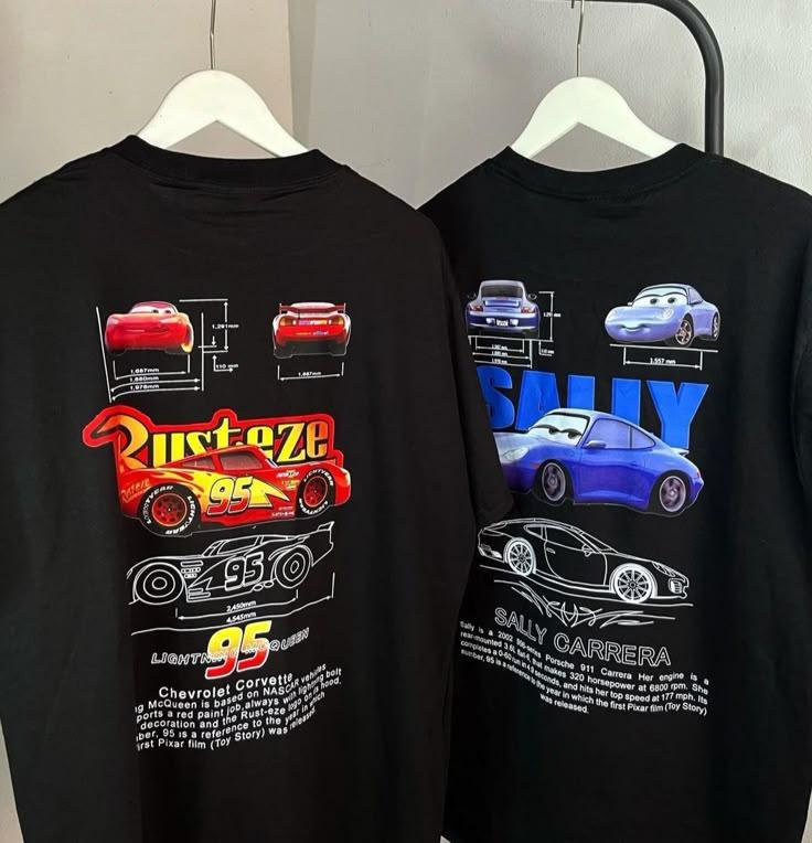 Summer New Lightning Mcqueen and Sally Printed Couple Tshirt Sally and Mcqueen Casual Cute Womens Tshirt Casual Tee Tops