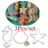 3Pcs/Set Seahorse Seashell Seafish Molde Biscoito Cookie Cutters Conjunto Bolo DIY Ferramenta