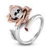 Inlaid Zircon Copper Ring Flower Skull Shape Adjustable Women Accessory Jewelry