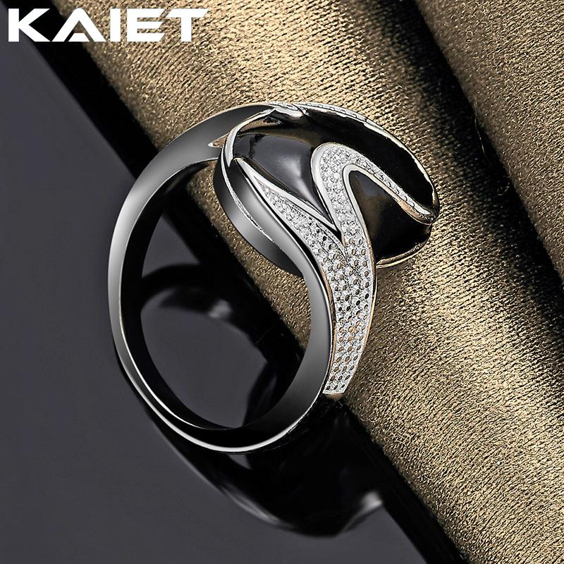 925 Sterling Silver Round Obsidian 7-10 Ring Wedding Charm For Women Jewelry