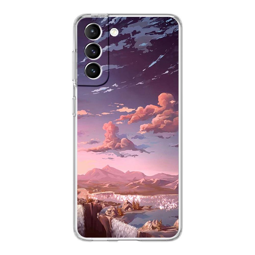 INS Japan Sunset Scenery Clear Phone Case For Samsung Galaxy S23 S22 5G S20 Ultra S21 FE 5G S10E S9 S8 S10 Plus Soft Back Cover