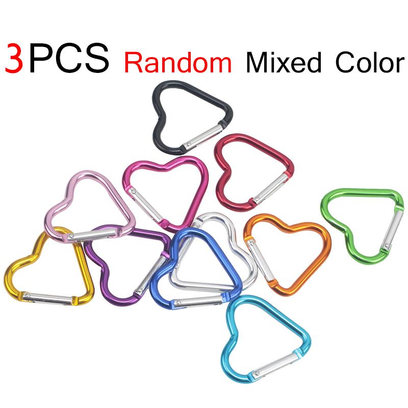 3/6/9/12PCS Heart-shaped Carabiners Random Mix Color Keychain Suitable for Camping Outing Travel Hanging Buckle Hook Gadgets ZYF