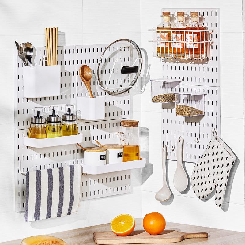 Pegboard No-Drill Wall Storage Rack for Kitchen & Home Accessories