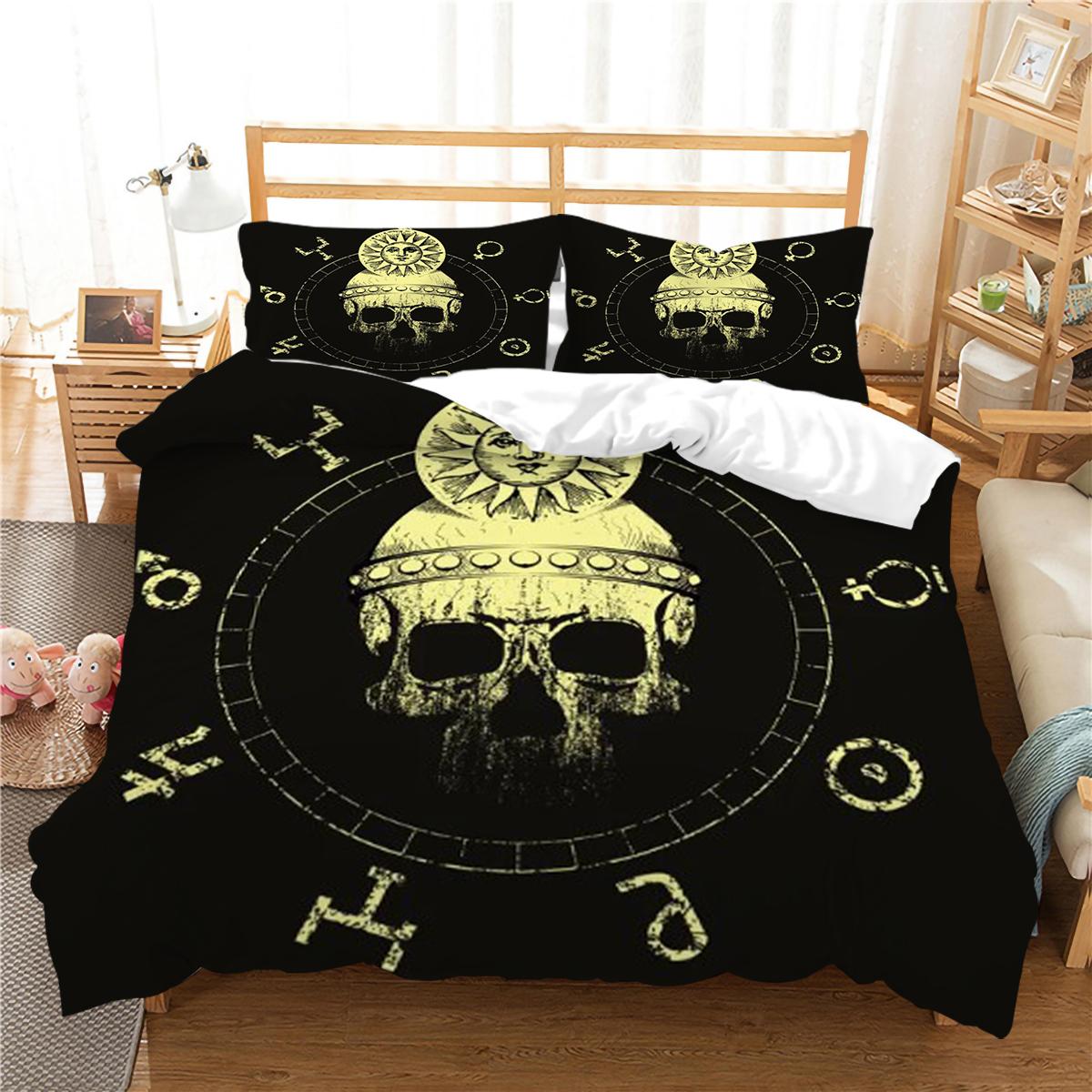 

Дизайнерский комплект пододеяльников с 3D принтом черепа, комплект постельного белья, крутой пододеяльник, полиэстер, комплект постельного белья, королевский размер, королевский размер, постельная одежда EU Single 135x200cm