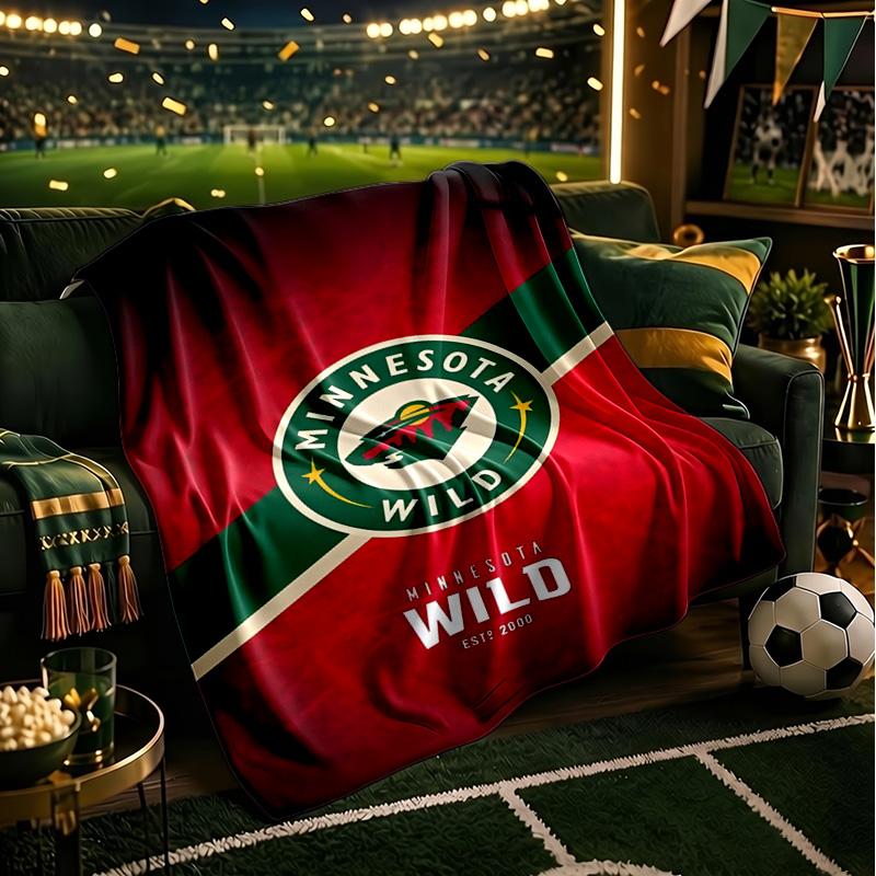 Minnesota-Wild Hockey Team Throws Blanket Flannel Blankets Plush for Couch Bed Gifts for Men Women Travel picnic blanket Christmas fan gifts