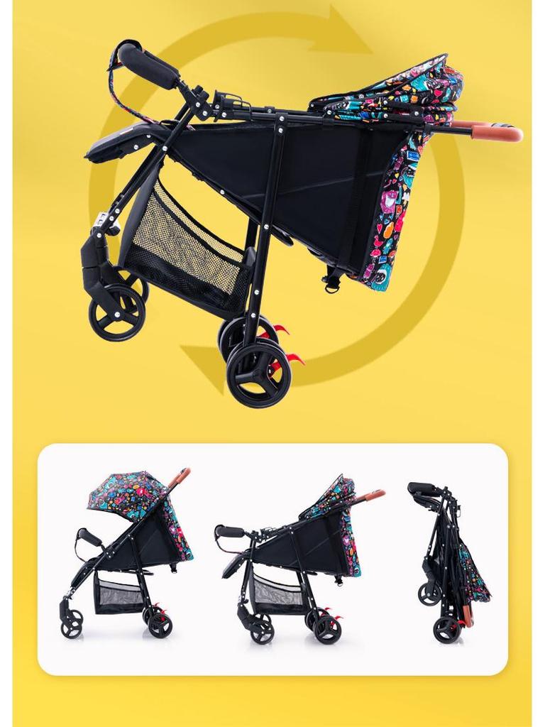 Ultraleichter Faltbarer Kinderwagen: Sitzen oder Liegen, Stoßdämpfend für Neugeborene & Kinder, High-View Taschenschirm-Design