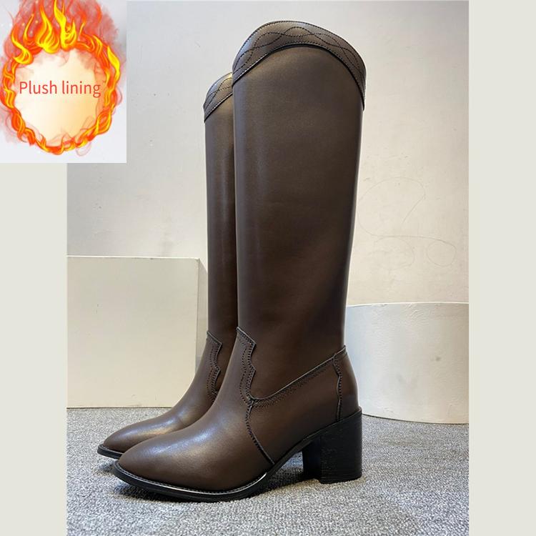 Fashion Style Round Toe High Boots and Knee Boots Ultra High Heel Fashion Large Size Women's Boots Brown Long Boots Shoes for Women
