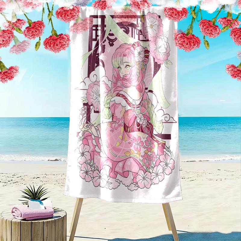 Demon Slayer Print Beach Towel, Large Soft Quick Dry Towel for Beach Camping Swimming