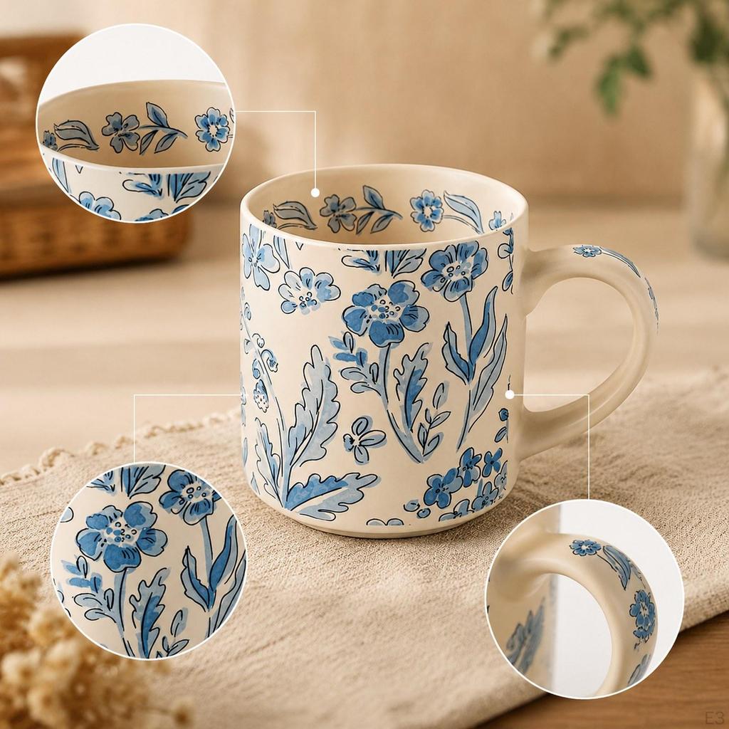 Cup 500ml Ceramic Coffee Mug Drinking Tea with Ergonomic Handle And Matte Finish for