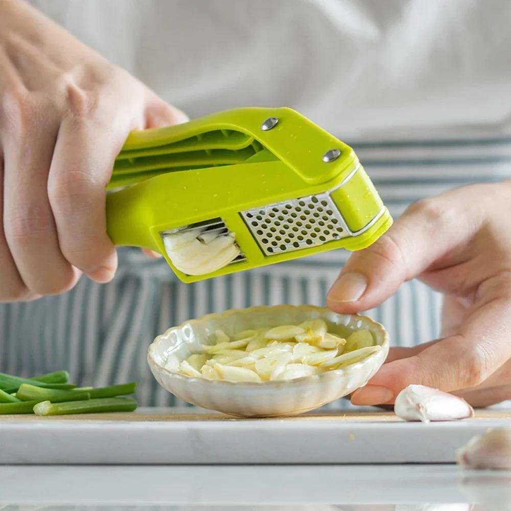 Garlic Press Garlic Slicer 2 In 1 Multifunctional Manual Pull Type Garlic Punch Kitchen Gadget Cooking Accessories