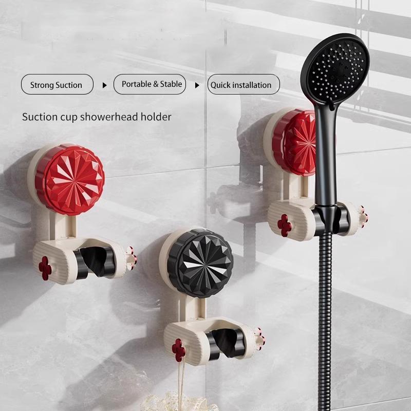 Verstellbarer Bohrfreier Rutschfester Duschhalter Saugfußhalterung 360° Drehbar Beweglich & Sichere Duschkopfhalterung für Wand/Fliese
