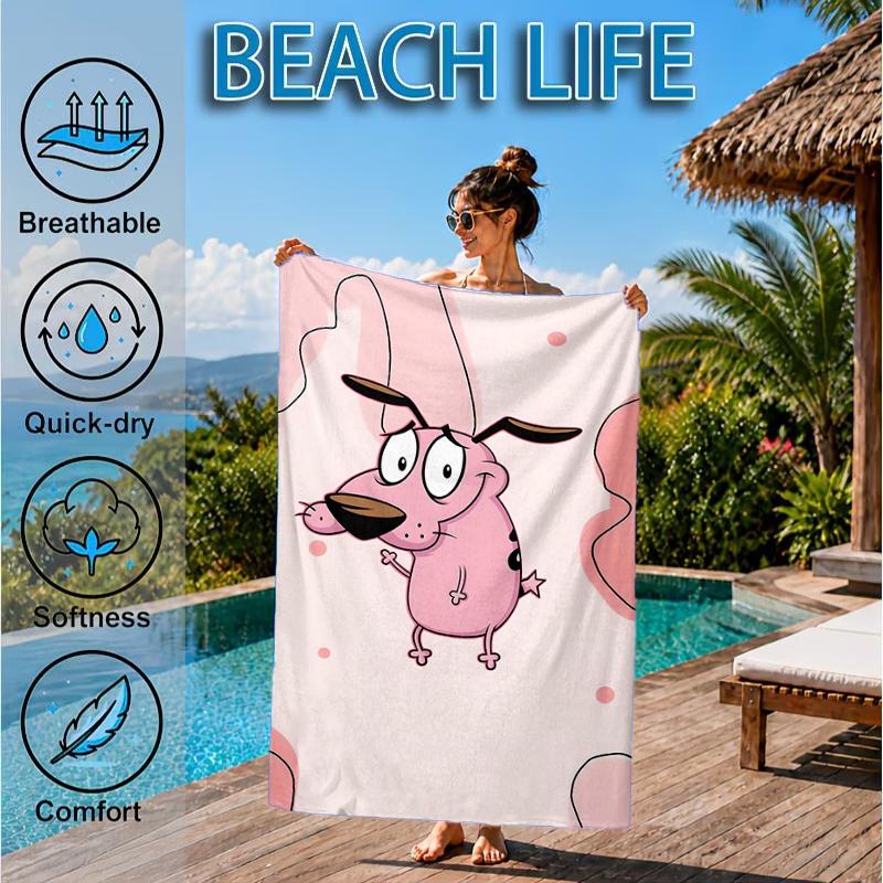 Cowardly Dog Cartoon Beach Towel, Microfiber Beach Towel, Perfect For Pool, Beach, Travel, Home Decor Beach Party Fan gifts