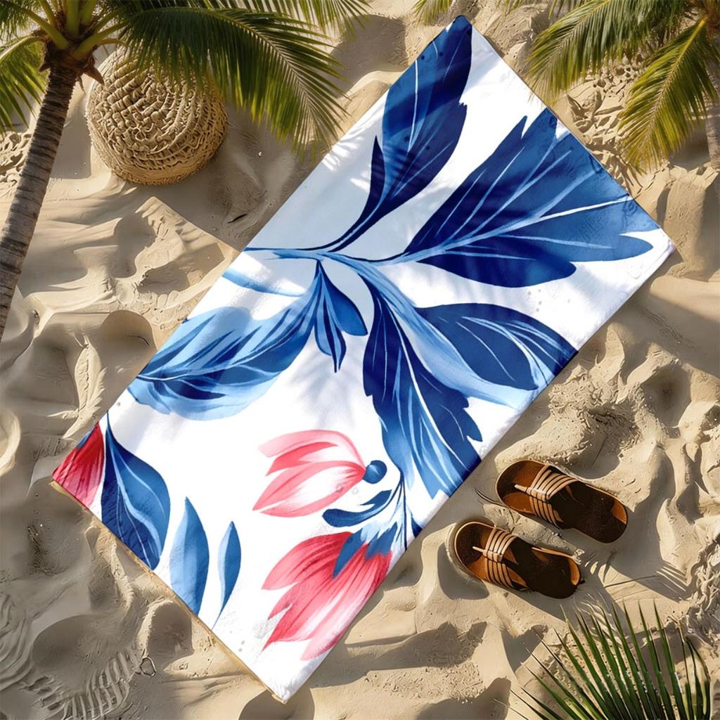 Strandtuch aus Polyester-Mikrofaser mit tropischem Blumenmuster im Aquarellstil ist hochsaugfähig, geeignet für Schwimm- und Strandausflüge