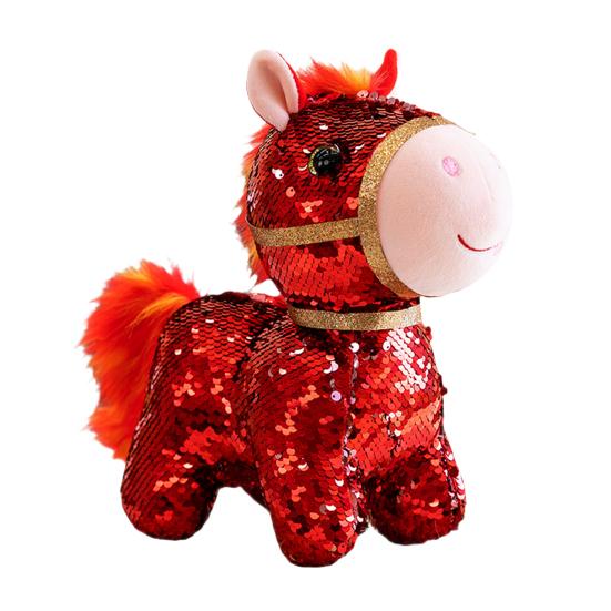 

Плюшевый кулон в виде лошади, мигающее мягкое украшение в виде лошади, красочный декор лошади по китайскому зодиаку, фестиваль, символ богатства и счастья, талисман на удачу 20cm