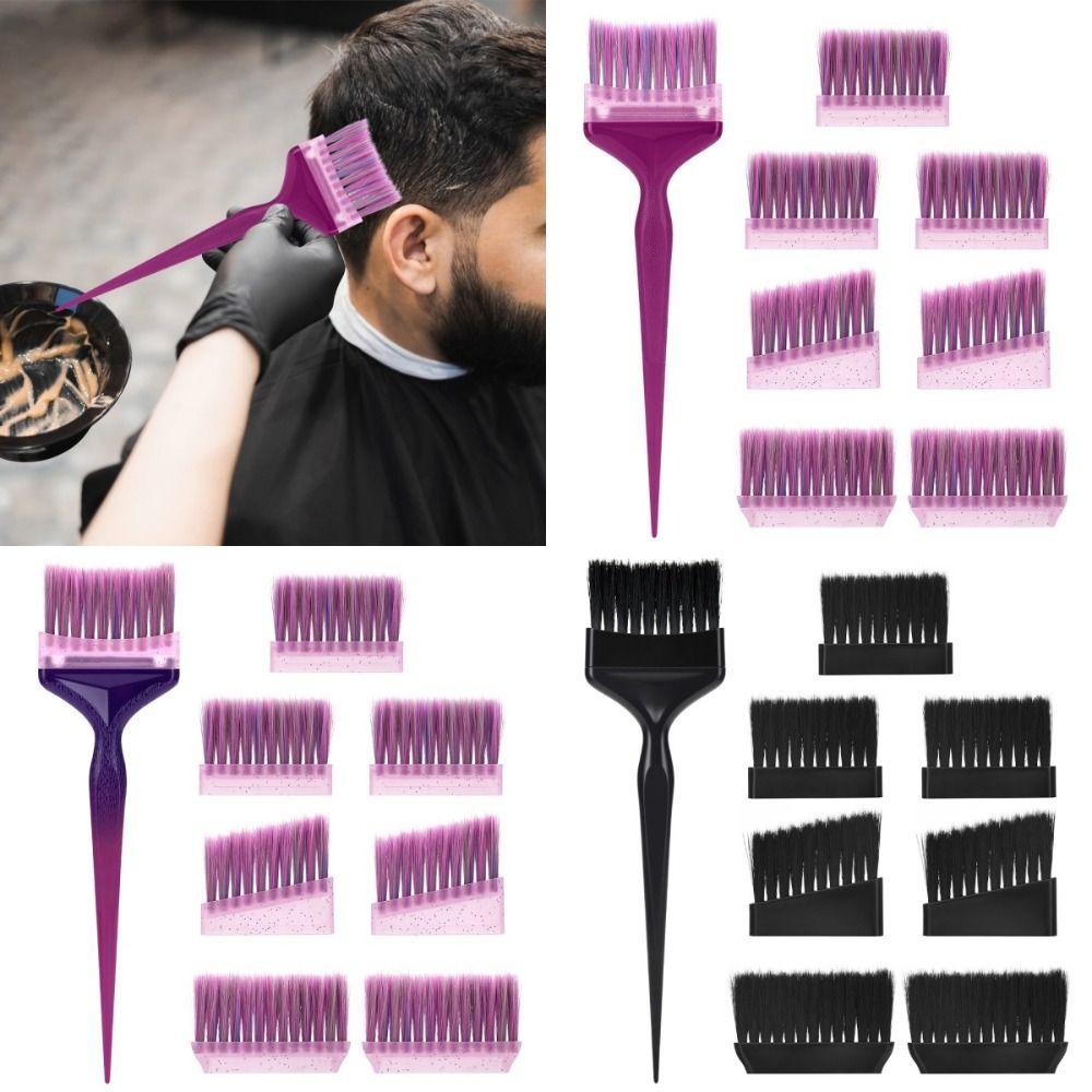 1Set Professional 8pcs Replaceable Brush Head Kit Hairdressing Tinting Coloring Tools  Salon