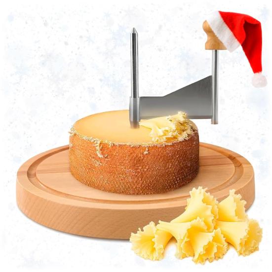 Cheese Grater Cutter with Stainless Steel Sharp Blade Solid Wood Base Ergonomic Cheese Curler Chocolate Slicer Butter Grater Kitchen Tool