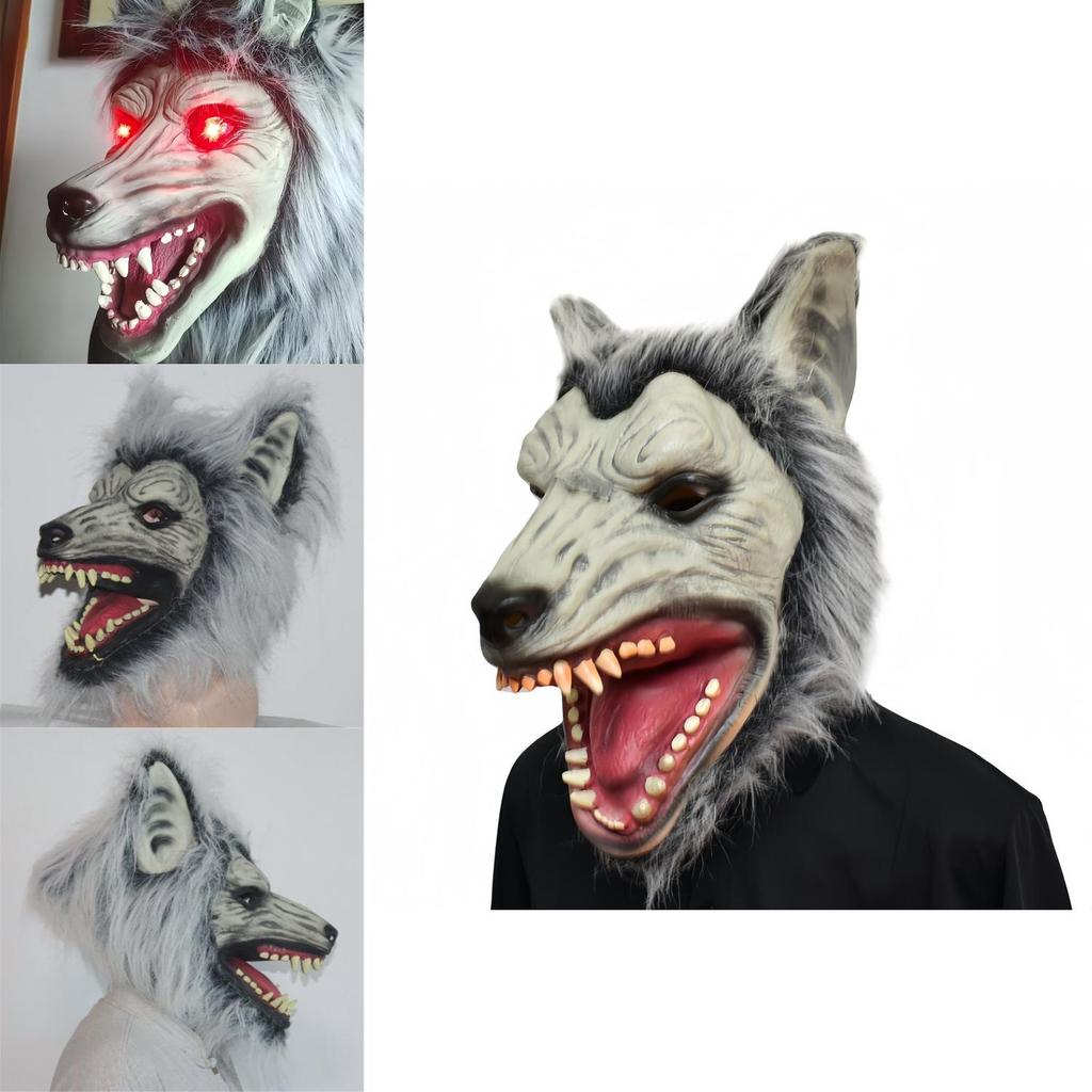 Lighted Wolf Head Mask With Claws For Halloween Costume And Cosplay