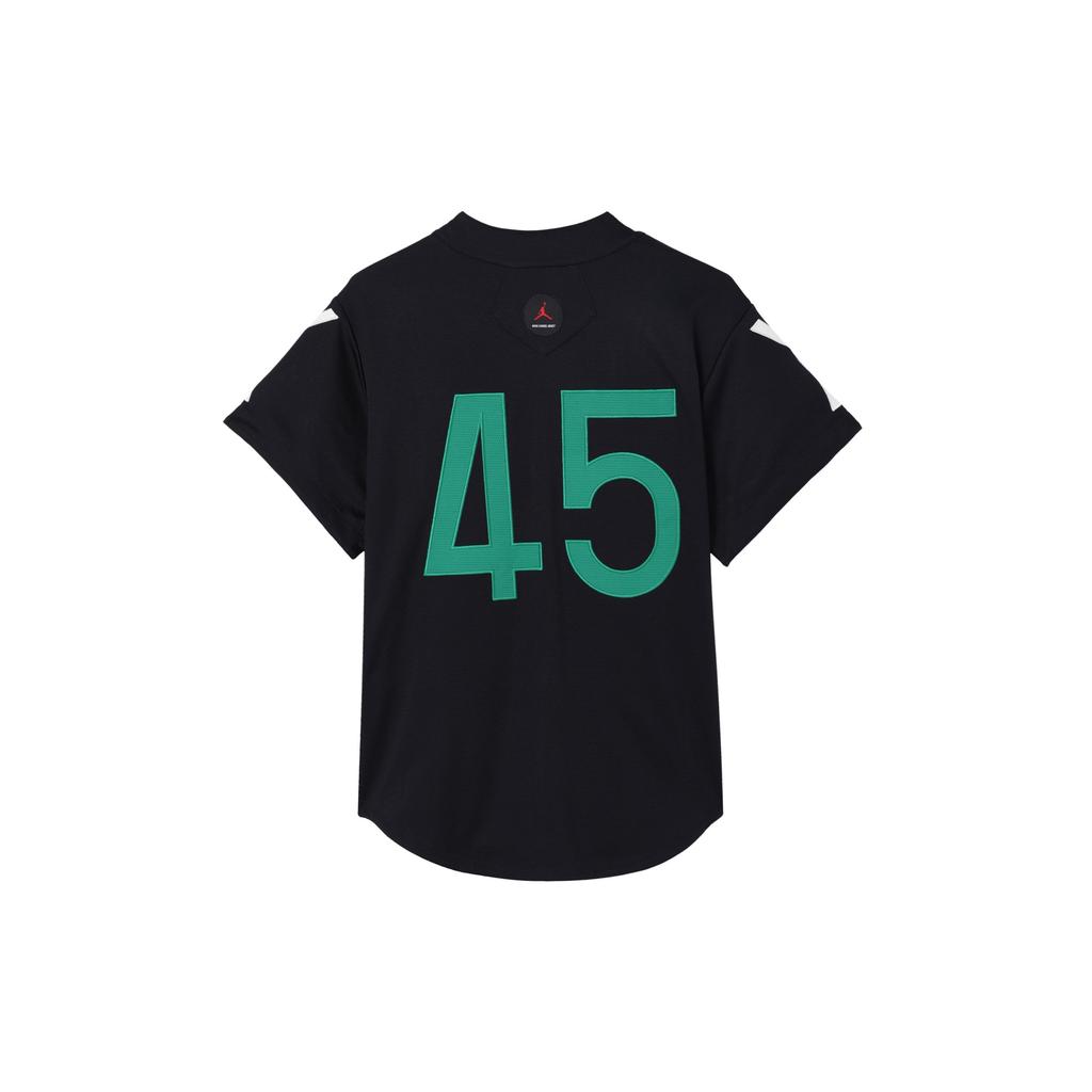 Jordan Logo Embroidered Single-Breasted Short Sleeve Shirt Women Tops Black DO4161-010