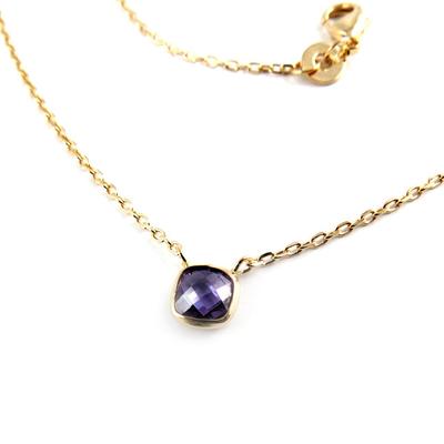 [K7767] - 'Unique' Amethyst Gold Plated Necklace