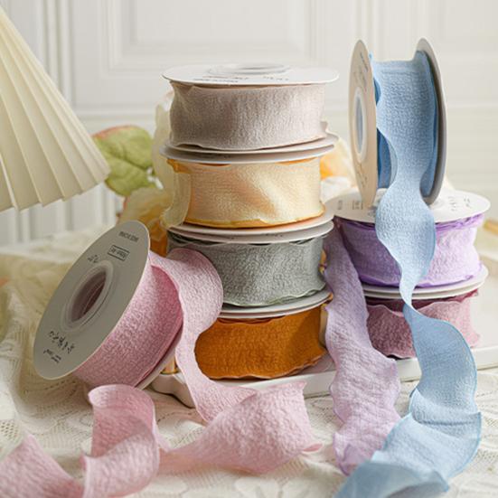 2.5/4cm Gift Packing Ribbon Ruffle Wavy Edges Textured Overlock Soft Pure Color Bouquet Wrapping Ribbon Valentine's Day Supplies
